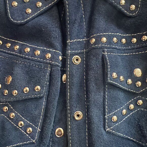 Vintage Suede Studded Western Jacket – Indigo Blue / Cropped Fit - Picture 6 of 6